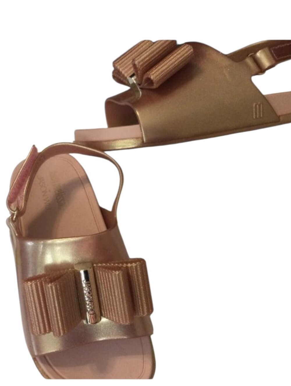 MINI MELISSA x Jason Wu Metallic Pink Adjustable Sandals Bow Girl's Size 9 NEW